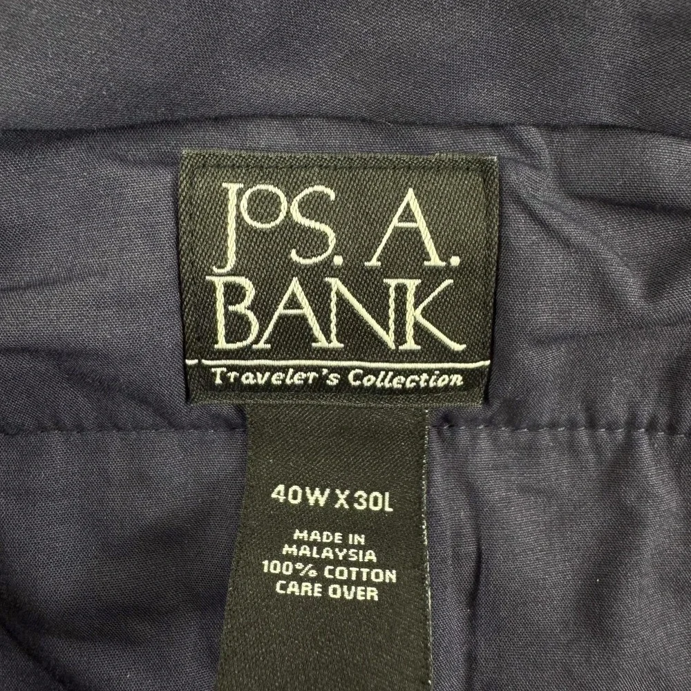 Jos. A. Bank Traveler's Dress Pants Mens 40x29 Blue Cotton Pleated Cuffed Office